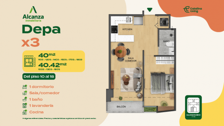 Plano del modelo X3 del proyecto CATALINA LIVING en La Victoria