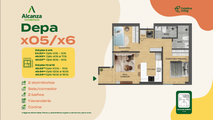 Plano del modelo X6 del proyecto CATALINA LIVING en La Victoria
