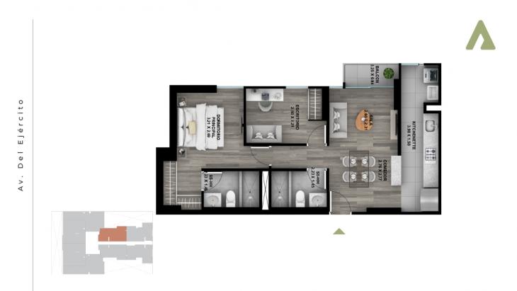 Plano del modelo x08 del proyecto Founder en Miraflores