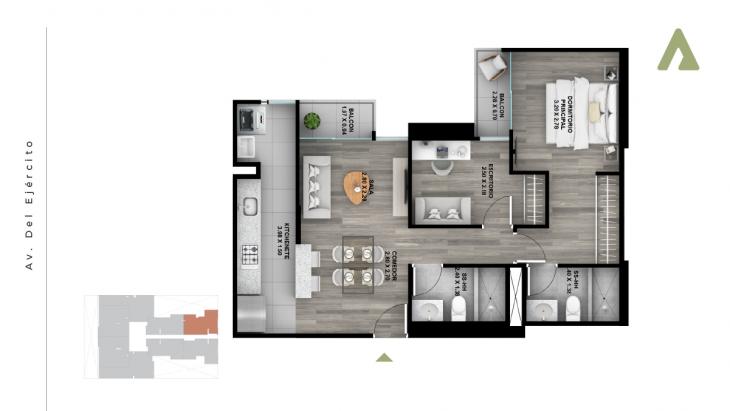 Plano del modelo x07 del proyecto Founder en Miraflores