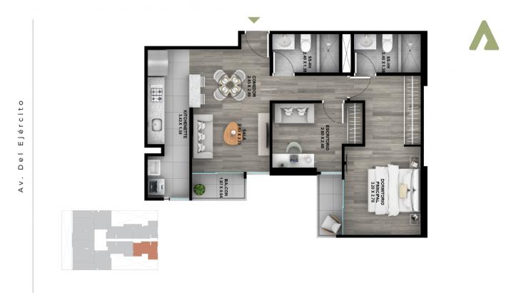 Plano del modelo x06 del proyecto Founder en Miraflores