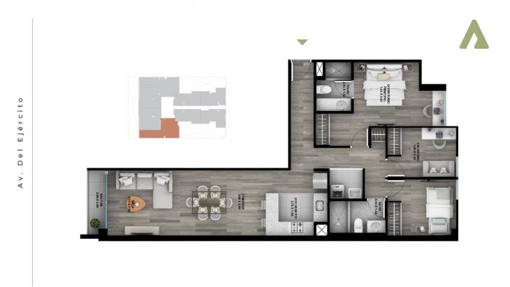 Plano del modelo x04 del proyecto Founder en Miraflores