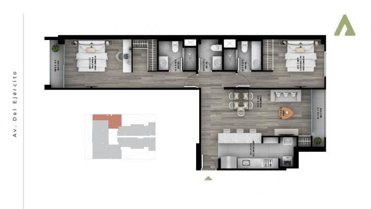 Plano del modelo x01 del proyecto Founder en Miraflores