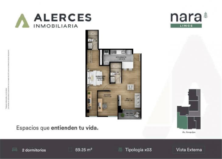 Plano del modelo TIPO X03 del proyecto Nara en Lince