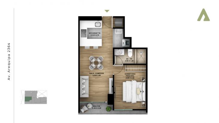 Plano del modelo TIPO X02 del proyecto Nara en Lince