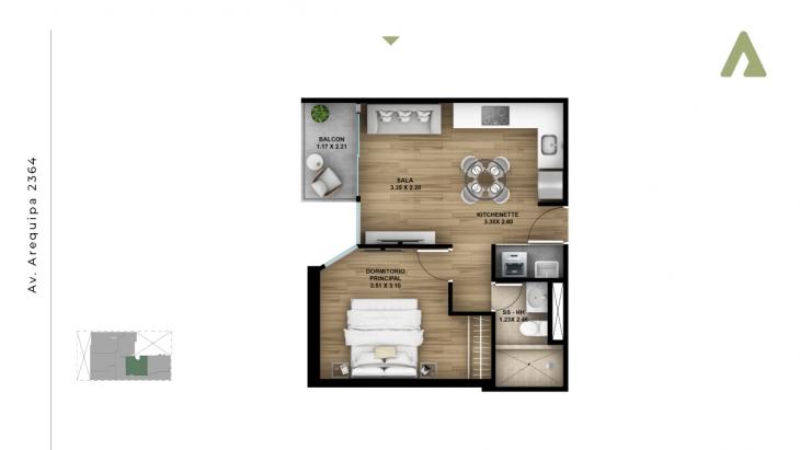 Plano del modelo TIPO X05 del proyecto Nara en Lince