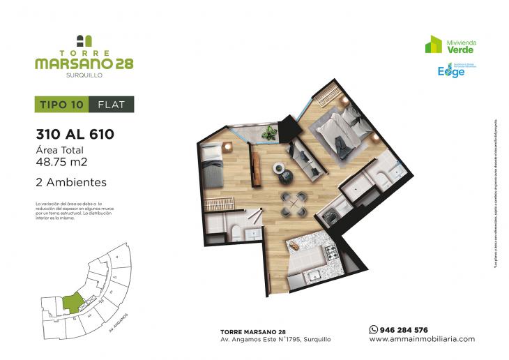 Plano del modelo 10 del proyecto Torre Marsano 28 en Surquillo
