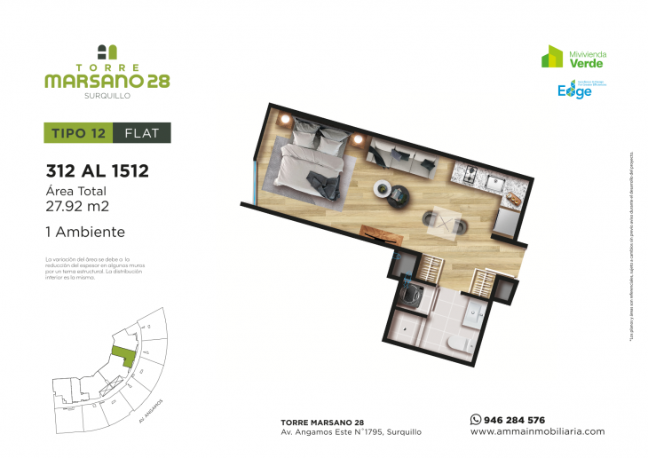 Plano del modelo 12 del proyecto Torre Marsano 28 en Surquillo
