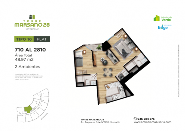 Plano del modelo 10 del proyecto Torre Marsano 28 en Surquillo