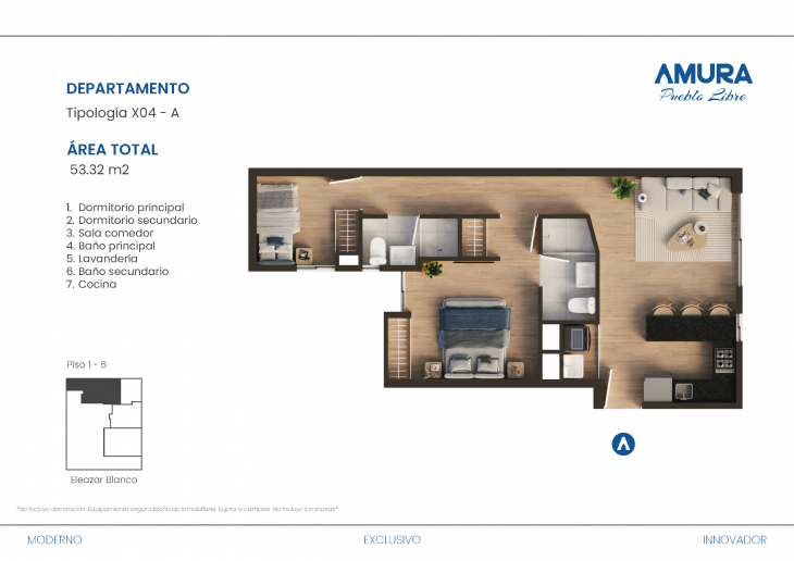 Plano del modelo X04-A del proyecto Amura Pueblo Libre en Pueblo Libre