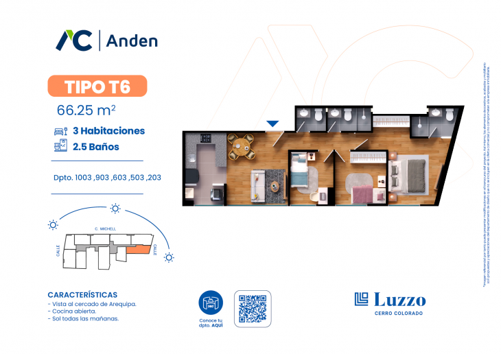 Plano del modelo T06 del proyecto LUZZO Cerro Colorado en Arequipa