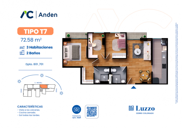 Plano del modelo T07 del proyecto LUZZO Cerro Colorado en Arequipa