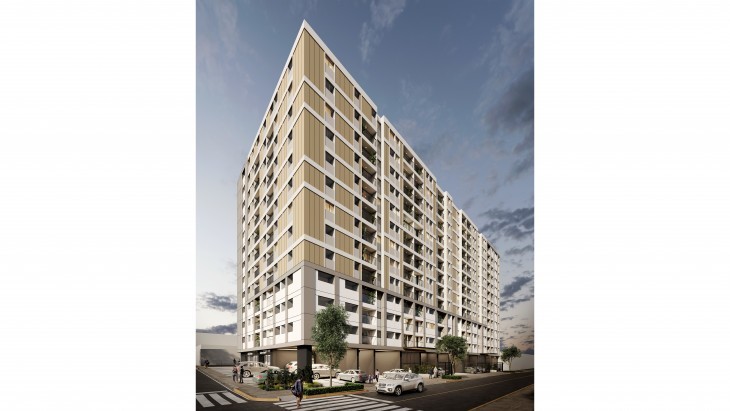 Fachada principal del proyecto Vértice en Chorrillos