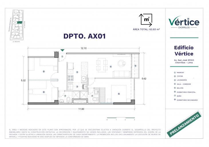 Plano del modelo X01 del proyecto Vértice en Chorrillos