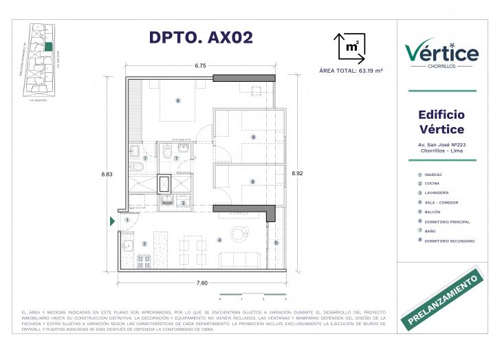 Plano del modelo X02 del proyecto Vértice en Chorrillos