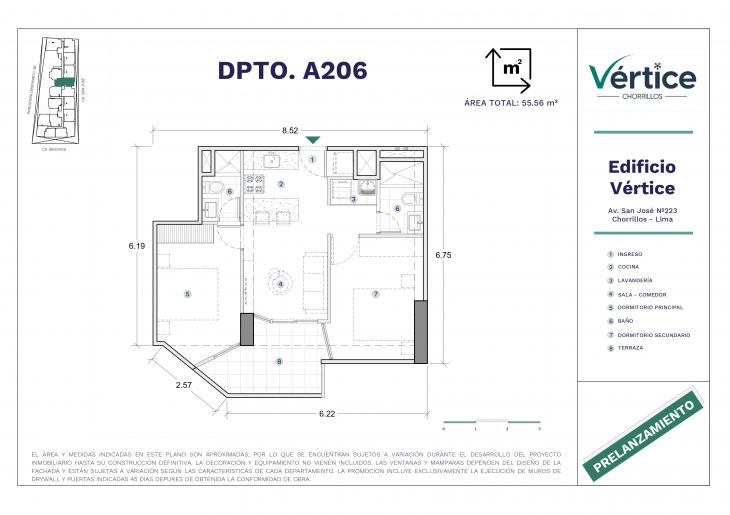 Plano del modelo 206 del proyecto Vértice en Chorrillos