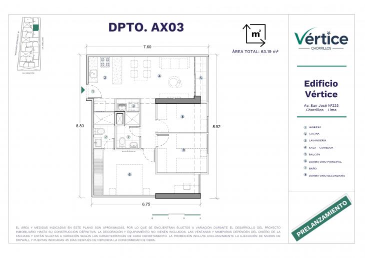 Plano del modelo 203 del proyecto Vértice en Chorrillos