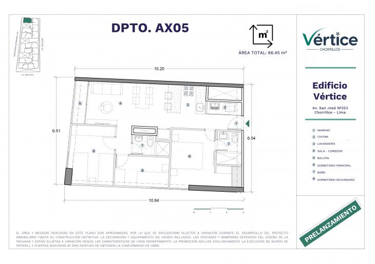 Plano del modelo 205 del proyecto Vértice en Chorrillos