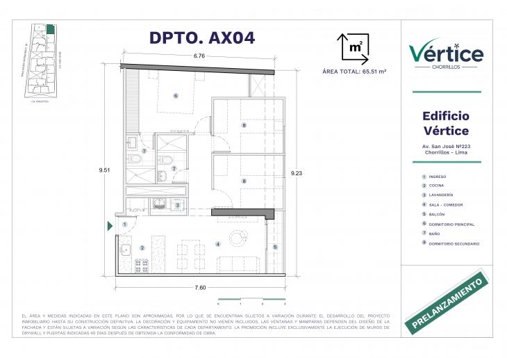 Plano del modelo X04 del proyecto Vértice en Chorrillos
