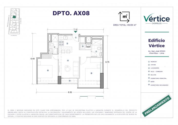 Plano del modelo X08 del proyecto Vértice en Chorrillos