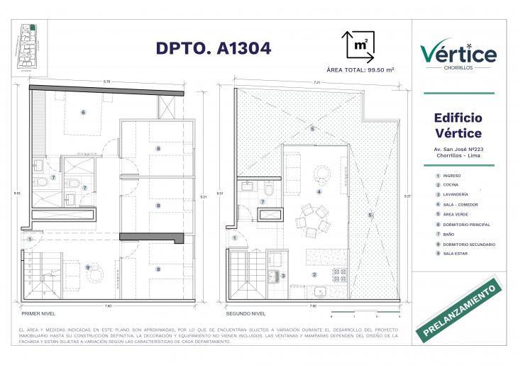 Plano del modelo 1304 del proyecto Vértice en Chorrillos