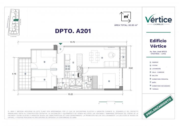 Plano del modelo 201 del proyecto Vértice en Chorrillos