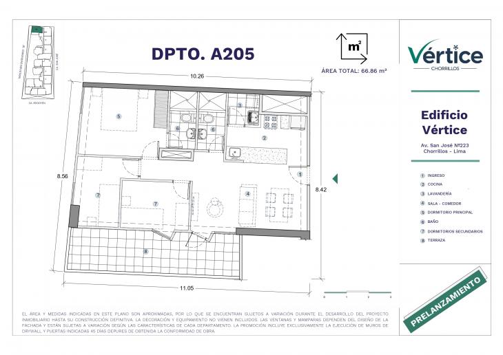 Plano del modelo 205 del proyecto Vértice en Chorrillos