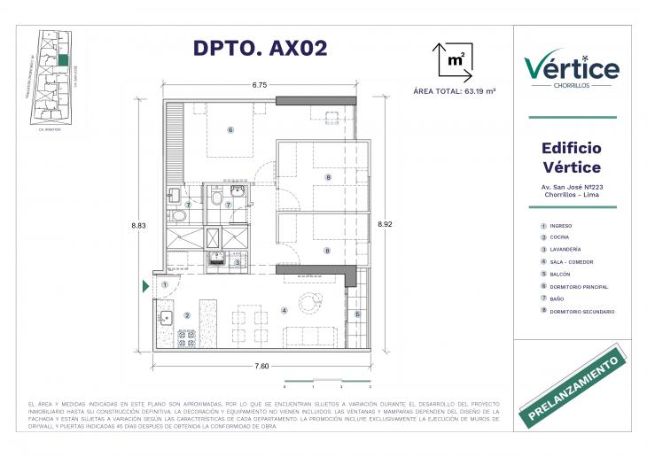 Plano del modelo X02 del proyecto Vértice en Chorrillos