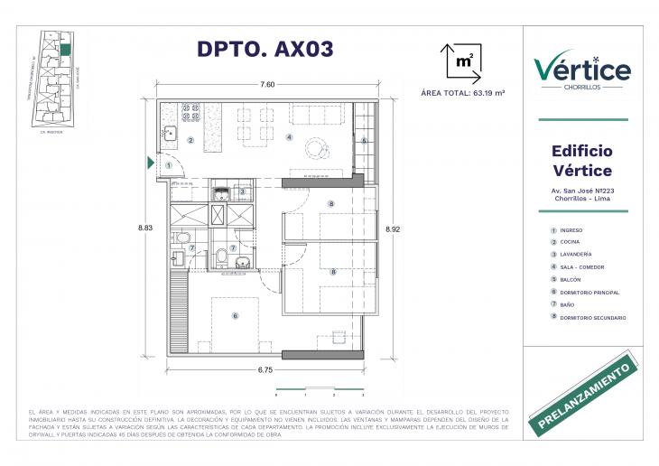 Plano del modelo X03 del proyecto Vértice en Chorrillos