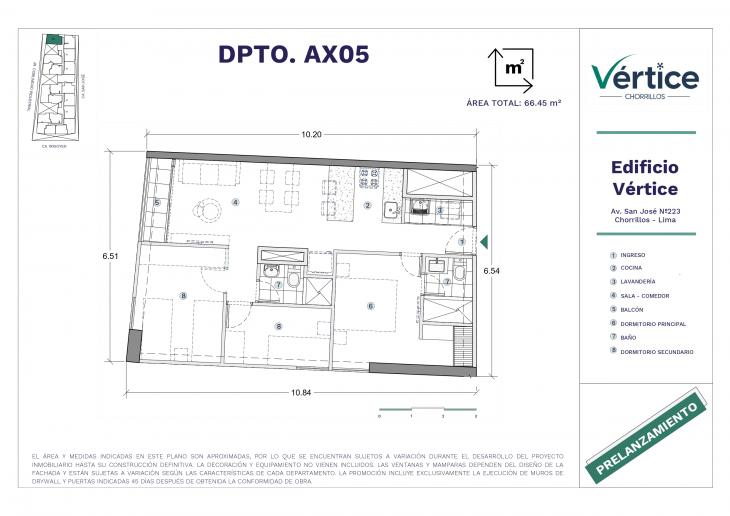 Plano del modelo X05 del proyecto Vértice en Chorrillos