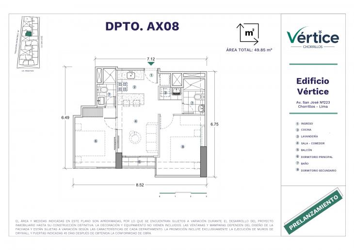 Plano del modelo X08 del proyecto Vértice en Chorrillos