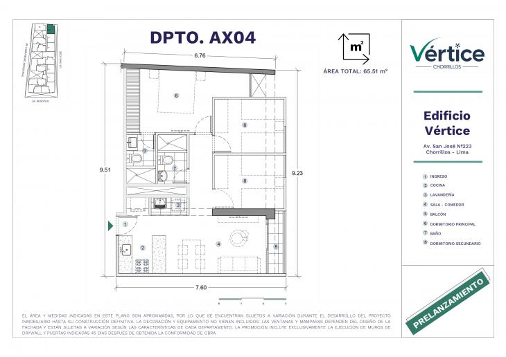 Plano del modelo 204 del proyecto Vértice en Chorrillos