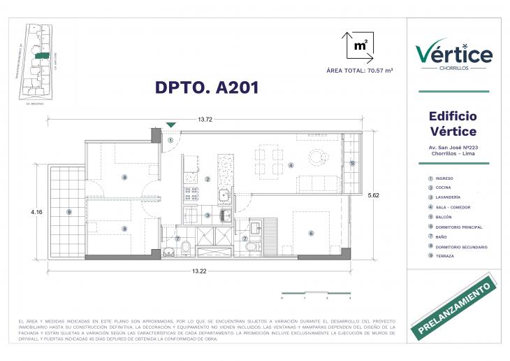 Plano del modelo 201 del proyecto Vértice en Chorrillos