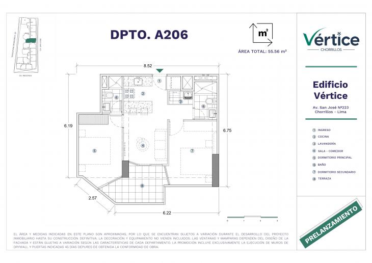 Plano del modelo 206 del proyecto Vértice en Chorrillos