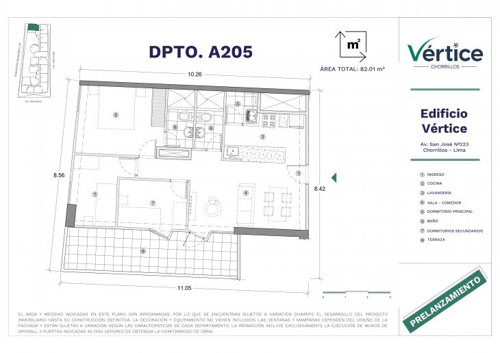 Plano del modelo 205 del proyecto Vértice en Chorrillos