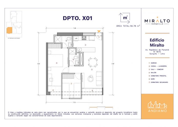 Plano del modelo X01 del proyecto MIRALTO en Surquillo