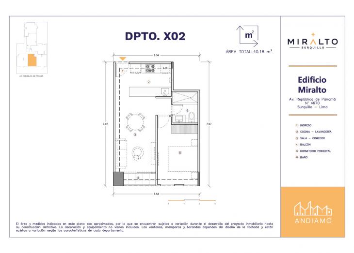Plano del modelo X02 del proyecto MIRALTO en Surquillo