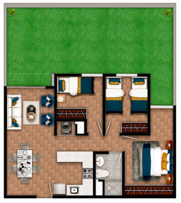 Plano del modelo 105 del proyecto Edificio Sauces en Piura