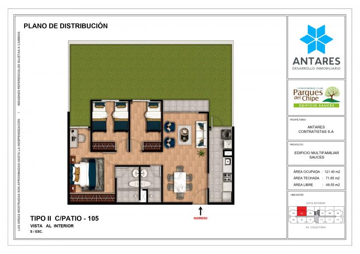 Plano del modelo 105 del proyecto Edificio Sauces en Piura