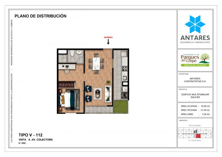 Plano del modelo 112 del proyecto Edificio Sauces en Piura
