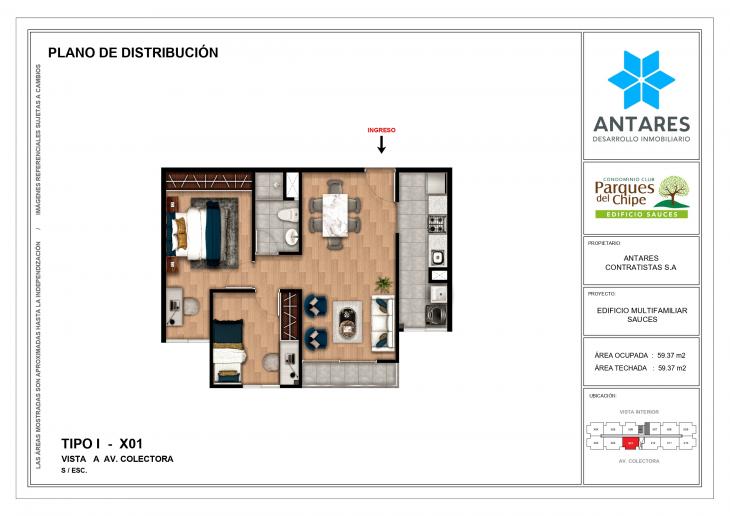 Plano del modelo X01 del proyecto Edificio Sauces en Piura