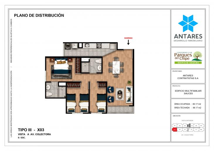 Plano del modelo X03 del proyecto Edificio Sauces en Piura