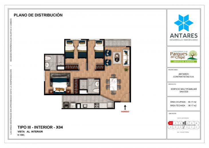 Plano del modelo X04 del proyecto Edificio Sauces en Piura