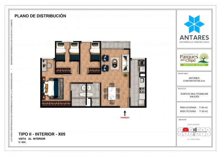 Plano del modelo X05 del proyecto Edificio Sauces en Piura