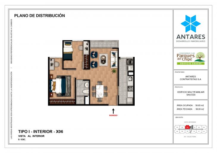 Plano del modelo X06 del proyecto Edificio Sauces en Piura