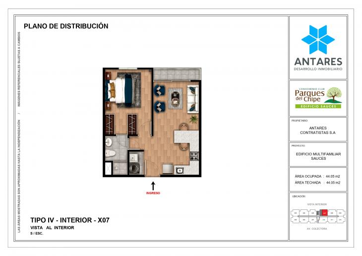 Plano del modelo X07 del proyecto Edificio Sauces en Piura