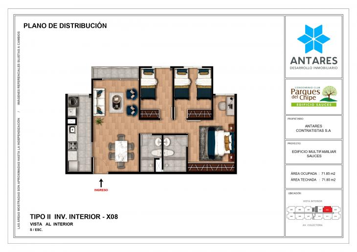 Plano del modelo X08 del proyecto Edificio Sauces en Piura