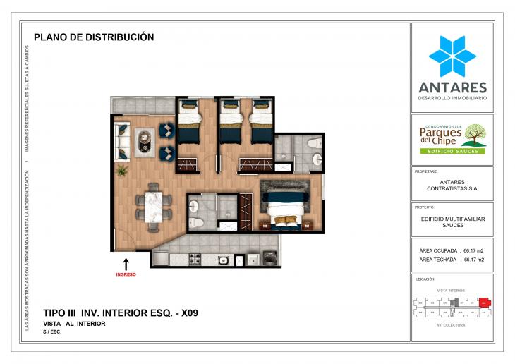 Plano del modelo X09 del proyecto Edificio Sauces en Piura