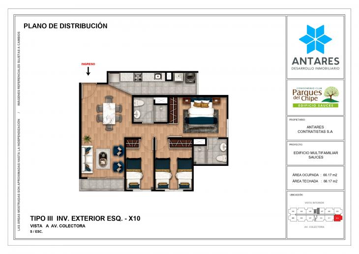 Plano del modelo X10 del proyecto Edificio Sauces en Piura
