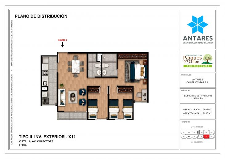 Plano del modelo X11 del proyecto Edificio Sauces en Piura